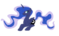 Size: 623x386 | Tagged: safe, artist:discordin, princess luna, g4, female, pixel art, prone, simple background, solo