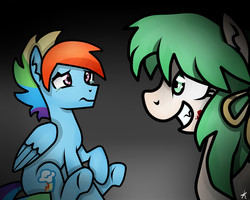 Size: 2000x1600 | Tagged: safe, artist:monnarcha, rainbow dash, g4, duo, higurashi no naku koro ni, ponified, rainbow blitz, rule 63, shion sonozaki