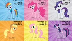 Size: 1024x576 | Tagged: safe, artist:dashmagic6, edit, applejack, fluttershy, pinkie pie, rainbow dash, rarity, twilight sparkle, g4, stats