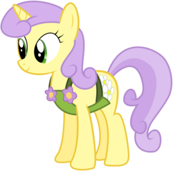 Size: 8192x8119 | Tagged: safe, artist:deratrox, sunshine petals, pony, unicorn, g4, rarity takes manehattan, absurd resolution, apron, background pony, clothes, daisy dukes, female, mare, naked apron, simple background, smiling, solo, transparent background, vector