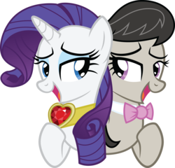 Size: 6858x6575 | Tagged: dead source, safe, artist:quanno3, octavia melody, rarity, g4, absurd resolution, duet, duo, duo female, female, fire ruby, hilarious in hindsight, kazumi evans, simple background, singing, transparent background, vector, voice actor joke