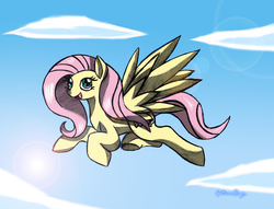 Size: 2115x1612 | Tagged: safe, artist:djmoonray, fluttershy, pegasus, pony, g4, digital art, female, flying, solo