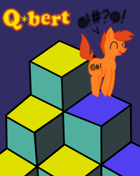 Size: 719x900 | Tagged: safe, artist:caffinatedpony, pony, g4, grawlixes, male, ponified, q*bert, rule 85, solo