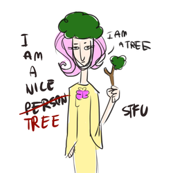 Size: 800x800 | Tagged: safe, artist:oh-my-maple, fluttershy, human, g4, clothes, dress, female, flattershy, fluttertree, humanized, skinny, solo, thin