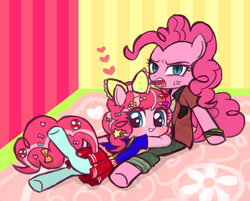 Size: 1000x805 | Tagged: safe, artist:momo, pinkie pie, g4, clothes, cute, diapinkes, duality, famihara