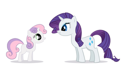 Size: 2500x1500 | Tagged: safe, artist:linoleum24, rarity, sweetie belle, g4, pixiv, sisters