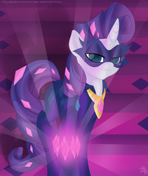 Size: 1690x2000 | Tagged: safe, artist:falleninthedark, radiance, rarity, pony, g4, power ponies (episode), clothes, costume, female, glowing, mask, power ponies, solo