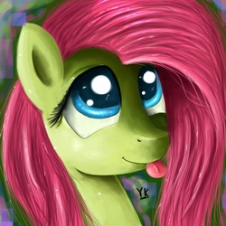 Size: 1800x1800 | Tagged: safe, artist:gusteaureeze, fluttershy, pony, g4, female, portrait, solo, tongue out