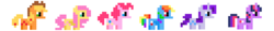 Size: 6000x700 | Tagged: safe, artist:looji, applejack, fluttershy, pinkie pie, rainbow dash, rarity, twilight sparkle, pony, g4, 8-bit, mane six, minimalist, pixel art