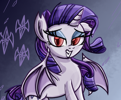 Size: 600x500 | Tagged: safe, artist:daniel-sg, rarity, alicorn, bat pony, bat pony alicorn, pony, g4, alicornified, female, gradient background, mare, race swap, raribat, raricorn, solo