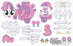Size: 3304x2104 | Tagged: safe, artist:eljoeydesigns, sweetie belle, g4, belly button, blushing, cute, diasweetes, high res, milkshake, paper pony, papercraft