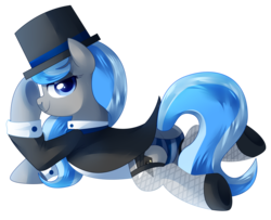 Size: 2720x2205 | Tagged: safe, artist:xnightmelody, oc, oc only, oc:snapshot, earth pony, pony, clothes, earth pony oc, female, fishnet stockings, hat, high res, simple background, smiling, solo, top hat, transparent background