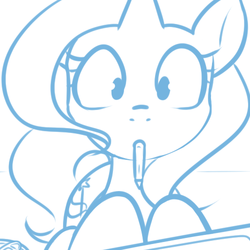 Size: 500x500 | Tagged: safe, artist:theparagon, trixie, pony, unicorn, g4, female, mare, monochrome, mouth hold, pen, solo