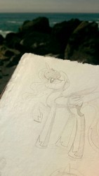 Size: 724x1280 | Tagged: safe, artist:darkflame75, princess luna, lunadoodle, g4, irl, photo, solo, traditional art, water