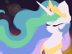 Size: 1400x1050 | Tagged: safe, artist:creenella, princess celestia, g4, eyes closed, female, portrait, solo