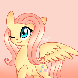 Size: 1000x1000 | Tagged: safe, artist:mayleebell24, fluttershy, g4, female, solo, wink
