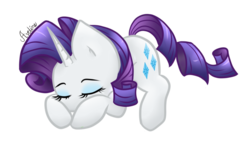 Size: 1024x601 | Tagged: safe, artist:avelineh, rarity, g4, female, sleeping, solo