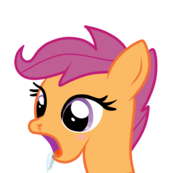 Size: 988x988 | Tagged: safe, artist:greaterlimit, scootaloo, g4, blushing, drool, female, nosebleed, open mouth, reaction image, simple background, solo, transparent background, vector
