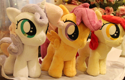 Size: 2139x1371 | Tagged: safe, artist:buttsnstuff, apple bloom, scootaloo, sweetie belle, g4, cutie mark crusaders, irl, photo, plushie