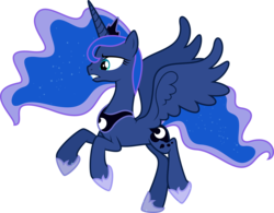 Size: 8189x6400 | Tagged: safe, artist:parclytaxel, princess luna, alicorn, pony, g4, .svg available, absurd resolution, female, mare, prancing, simple background, solo, transparent background, vector