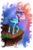 Size: 1000x1500 | Tagged: safe, artist:skyrore1999, oc, oc only, oc:parcly taxel, alicorn, pony, alicorn oc, aurora borealis, cliff, crown, frown, gritted teeth, looking up, magic, princess, raised hoof, request, solo, sparkles, spread wings, sunset, tiara, windswept mane