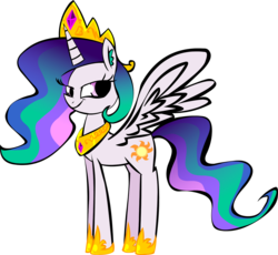 Size: 1280x1177 | Tagged: safe, artist:mushroomcookiebear, princess celestia, pony, g4, female, looking at you, mare, simple background, smiling, smirk, solo, spread wings, transparent background, vector