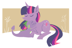 Size: 649x429 | Tagged: safe, artist:sky665, spike, twilight sparkle, dragon, pony, unicorn, g4, eyes closed, female, hug, male, mare, spikelove