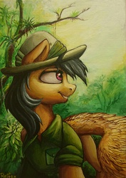 Size: 2030x2875 | Tagged: safe, artist:daffydream, daring do, g4, acrylic painting, clothes, female, hat, high res, solo, traditional art