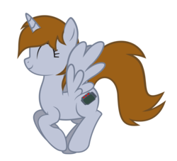 Size: 9046x8219 | Tagged: safe, artist:aborrozakale, oc, oc only, oc:littlepip, alicorn, pony, fallout equestria, g4, absurd resolution, alicorn oc, alicornified, eyes closed, fallout, fanfic, fanfic art, female, hooves, horn, mare, race swap, show accurate, simple background, smiling, solo, transparent background, wings