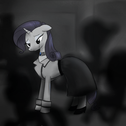 Size: 600x600 | Tagged: safe, artist:hudoyjnik, rarity, g4, clothes, crying, dress, female, monochrome, neo noir, partial color, solo