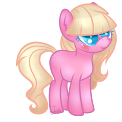 Size: 385x385 | Tagged: safe, artist:inkieblot, oc, oc only, oc:creamy, earth pony, pony, blank flank, solo