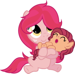 Size: 1024x1007 | Tagged: safe, artist:archerinblue, oc, oc only, oc:cherrychanga, oc:pink promenade, g4, filly, foal, offspring, parent:cheese sandwich, parent:pinkie pie, parent:unnamed oc, parents:canon x oc, parents:cheesepie, simple background, transparent background, vector