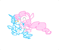 Size: 358x305 | Tagged: safe, artist:shineemew, pinkie pie, pokey pierce, g4, blushing, female, male, ship:pokeypie, shipping, simple background, straight, white background