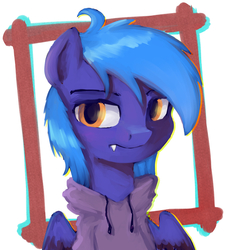 Size: 1219x1346 | Tagged: safe, artist:st-el, oc, oc only, bat pony, pony, clothes, hoodie, solo, sweater