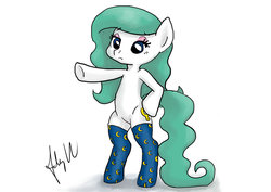 Size: 1024x724 | Tagged: safe, artist:msbriley, oc, oc only, oc:lunar tide, pony, bipedal, clothes, socks, solo