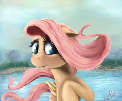 Size: 1200x1000 | Tagged: safe, artist:miokomata, fluttershy, g4, cute little fangs, fangs, female, floppy ears, flutterbat, solo