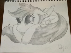 Size: 3264x2448 | Tagged: safe, artist:machstyle, scootaloo, g4, female, high res, monochrome, solo, traditional art