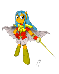 Size: 2354x2907 | Tagged: safe, artist:sadnessguy, pony, bipedal, crossover, eirika, fire emblem, fire emblem: the sacred stones, high res, ponified, simple background, solo, sword, weapon, white background