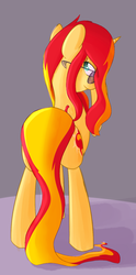 Size: 800x1615 | Tagged: safe, artist:miroslav46, sunset shimmer, pony, unicorn, g4, female, glasses, looking back, solo, sunset shimmer hates you, tumblr