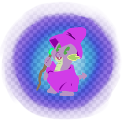 Size: 549x529 | Tagged: safe, artist:tanmansmantan, spike, g4, hat, magic, male, solo, wizard, wizard hat, wizard robe