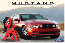 Size: 1024x688 | Tagged: safe, artist:farminilla, pony, car, ford, mustang, ponified, solo