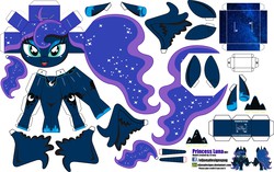 Size: 4070x2555 | Tagged: safe, artist:eljoeydesigns, princess luna, g4, belly button, papercraft, paperpony