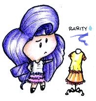 Size: 196x208 | Tagged: safe, artist:fives555, rarity, human, g4, chibi, female, humanized, solo, traditional art