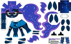 Size: 3954x2453 | Tagged: safe, artist:eljoeydesigns, princess luna, gamer luna, g4, belly button, glasses, high res, paper pony, papercraft