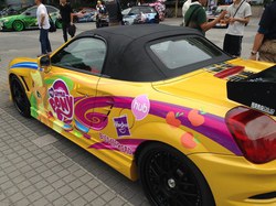 Size: 580x433 | Tagged: safe, applejack, g4, car, irl, itasha, photo, toyota, toyota mr-s