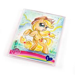 Size: 960x960 | Tagged: safe, artist:sara richard, applejack, g4, artist card, female, solo, traditional art