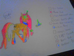 Size: 1280x960 | Tagged: safe, artist:ponydancer, oc, oc only, oc:starfire burn, alicorn, pony, alicorn oc, bright, colorful, donut steel, solo, traditional art
