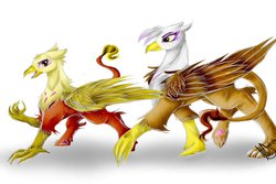 Size: 1095x730 | Tagged: safe, artist:cadenske, gilda, oc, oc:grizelda, griffon, g4