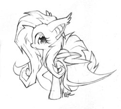 Size: 800x716 | Tagged: safe, artist:dawnfire, fluttershy, g4, female, flutterbat, monochrome, solo