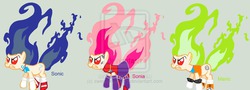 Size: 1874x674 | Tagged: safe, artist:sweetheart1012, earth pony, pony, crossover, female, fire, gritted teeth, male, mane of fire, manic the hedgehog, mare, ponified, red eyes, sonia the hedgehog, sonic the hedgehog, sonic the hedgehog (series), sonic underground, stallion, teeth